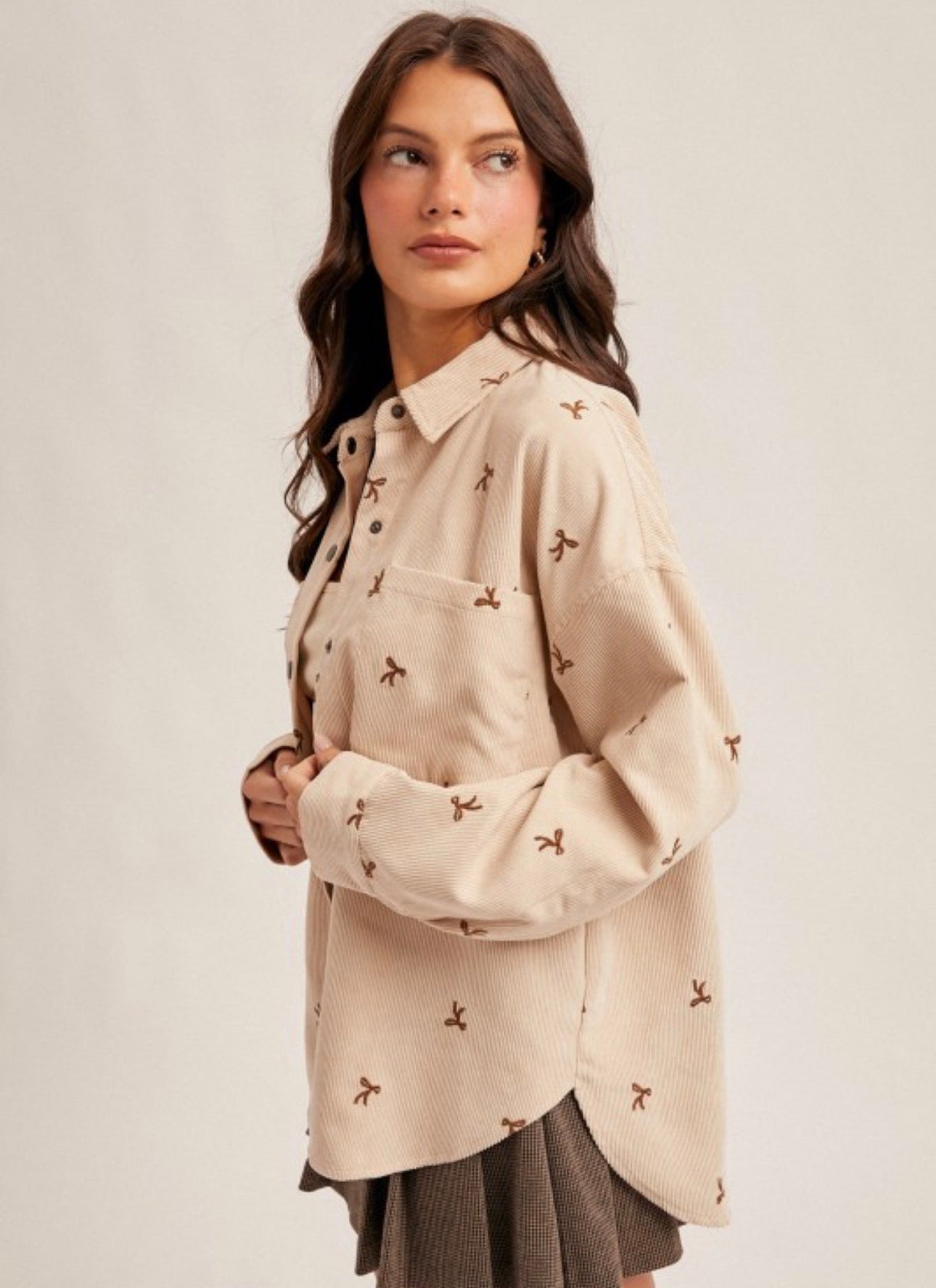 Bows & Buttons Corduroy Shacket