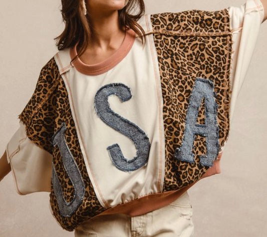 USA Denim Leopard Top