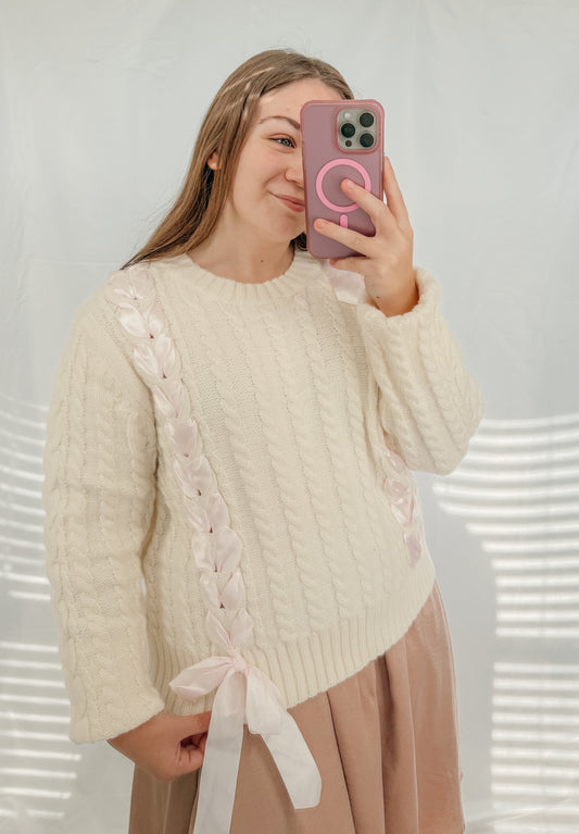 Pretty & Pink Bow Sweater
