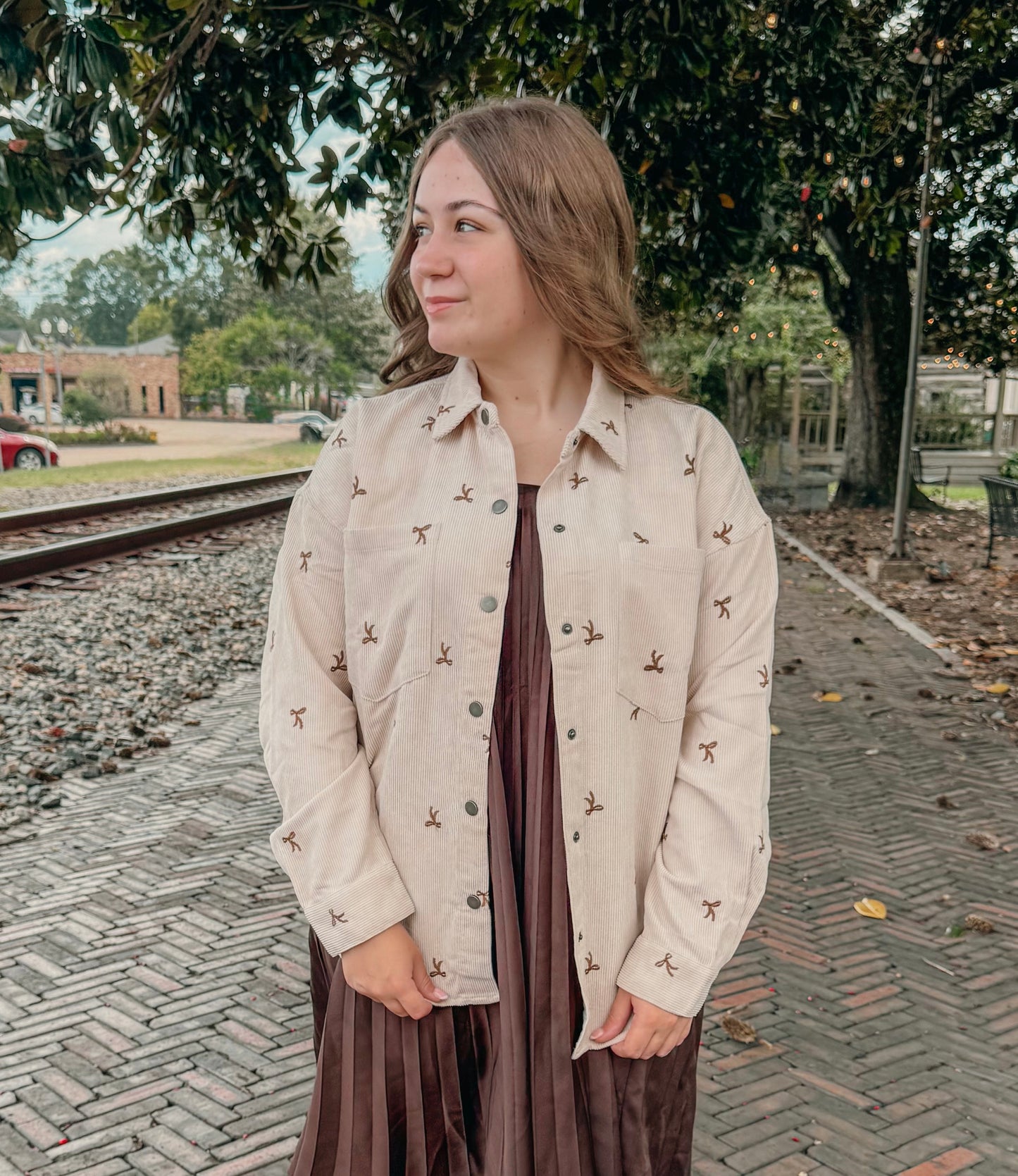 Bows & Buttons Corduroy Shacket