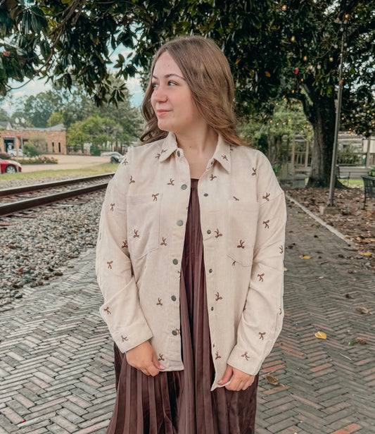 Bows & Buttons Corduroy Shacket