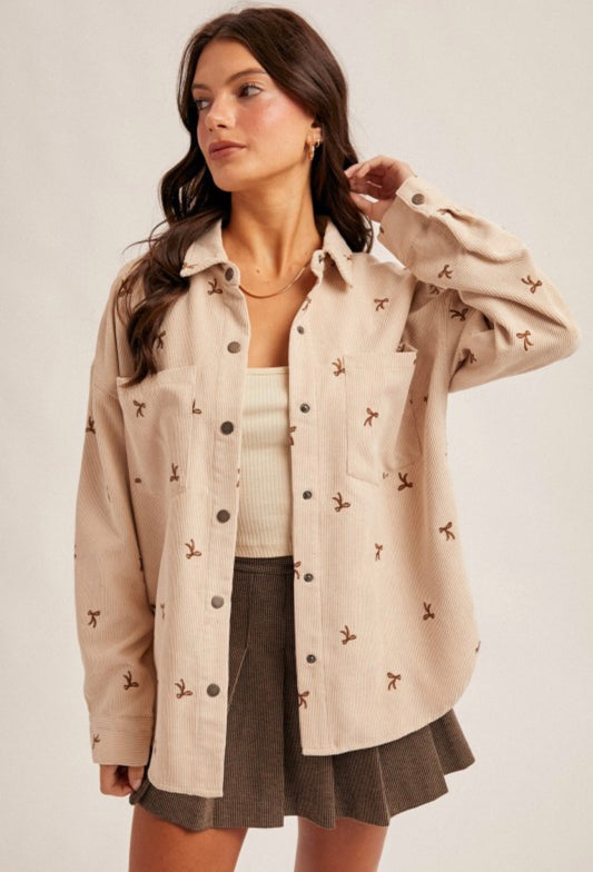 Bows & Buttons Corduroy Shacket